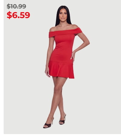 Shop Fold Over Off The Shoulder Drop Waist Skater Dress