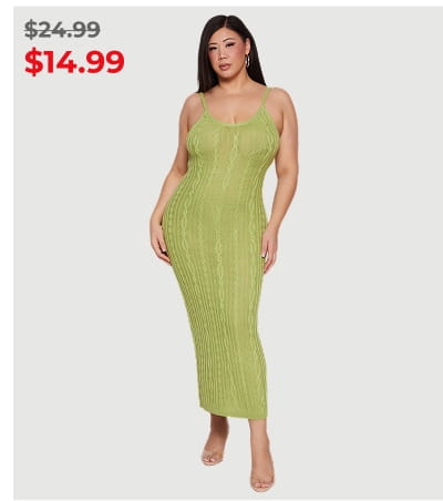 Shop Plus Size Cable Knit Scoop Neck Cami Maxi Dress
