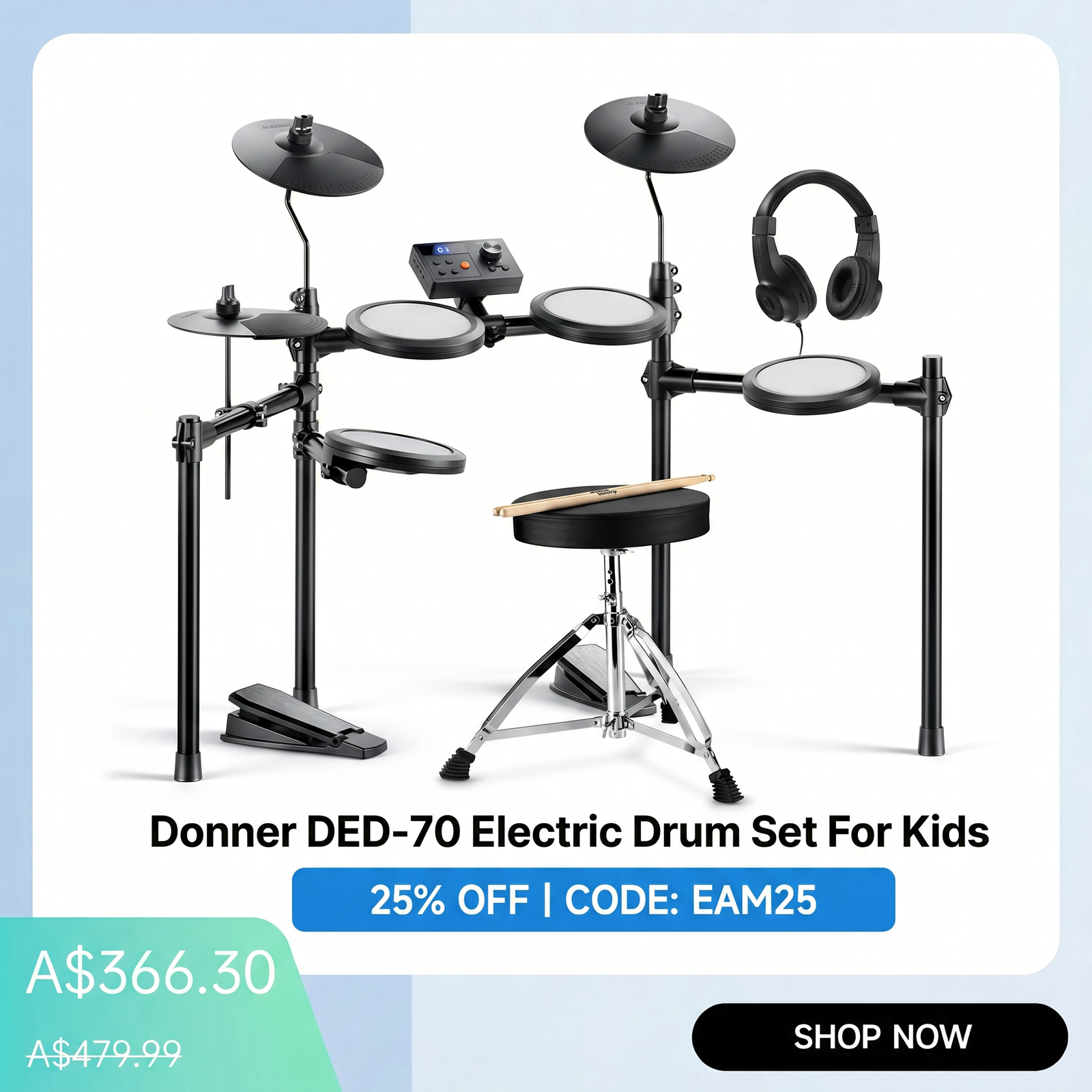 Donner DED-70 Electric Drum Set For Kids
