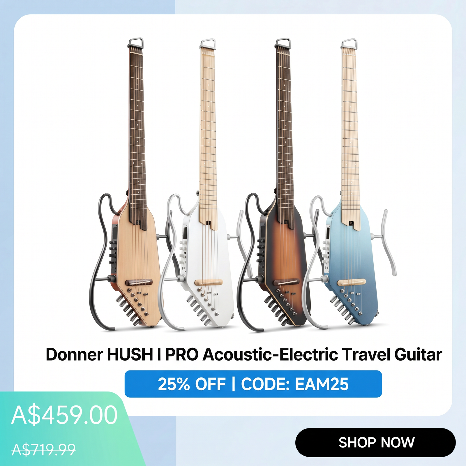 Donner HUSH I PRO Acoustic-Electric Travel Guitar