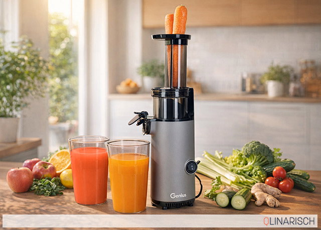Tagesangebot 885380 GENIUS Slowjuicer Kompaktformat 9tlg. Set Motorleistung 130 W