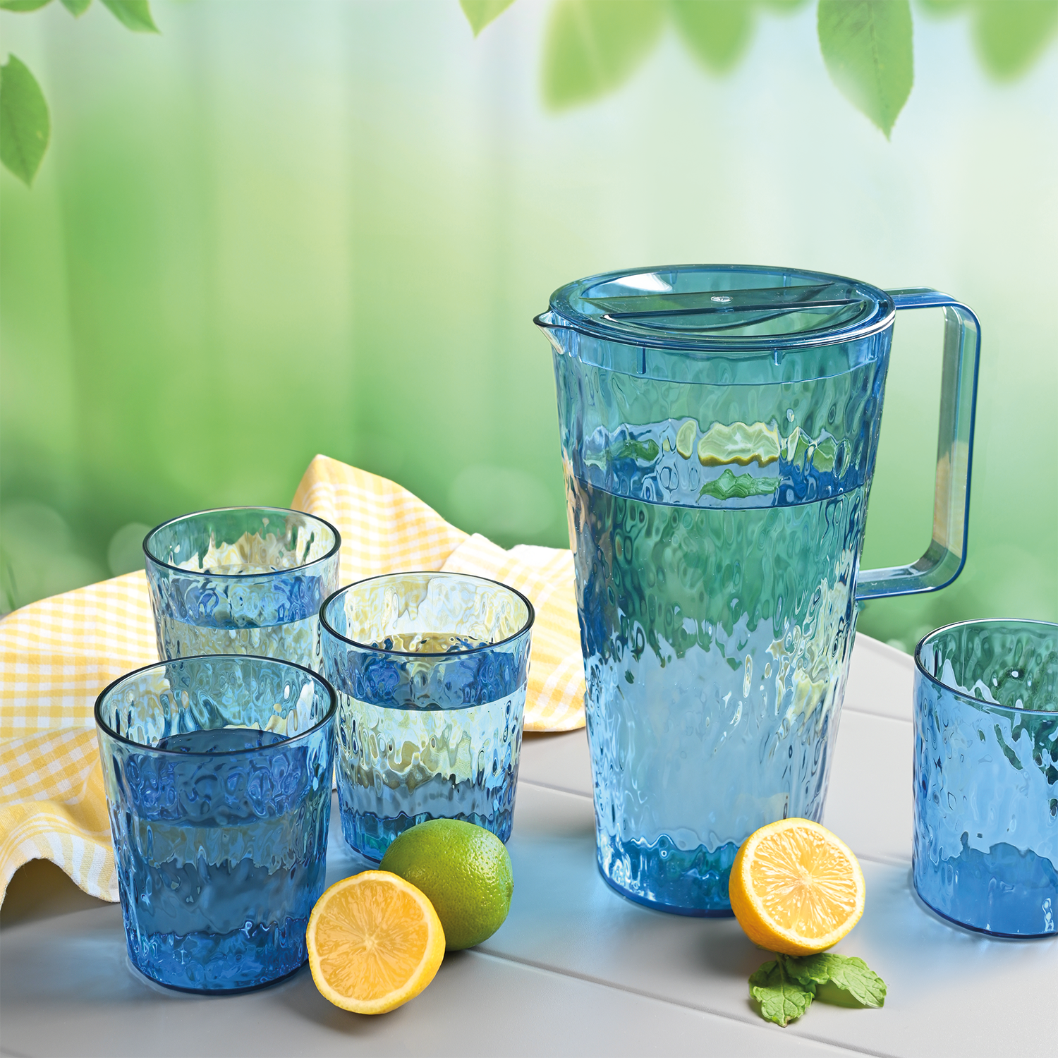 Blue Glacier Jug and Glasses Set