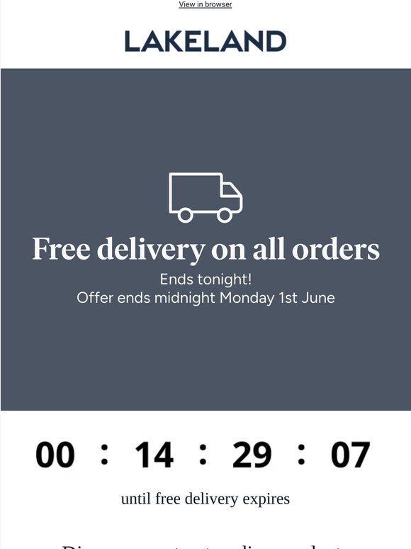 Last chance for free delivery on all orders