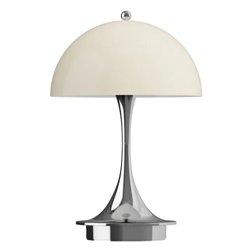 Lampada da tavolo Panthella 160 Portable V3, opale beige - cromo