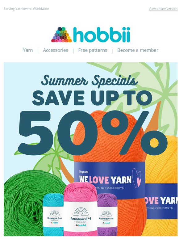 Swimsuit, sunscreen, YARN (up to 50% off!) 🏖️