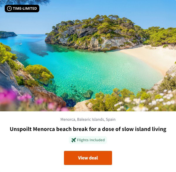 Unspoilt Menorca beach break for a dose of slow island living