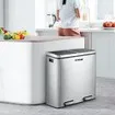 60L Rubbish Bin Dual Compartment Dustbin Pedal Recycling Trashcan Kitchen Waste Garbage Stainless Steel