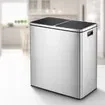 60L Rubbish Bin Dual Compartment Dustbin Pedal Recycling Trashcan Kitchen Waste Garbage Stainless Steel