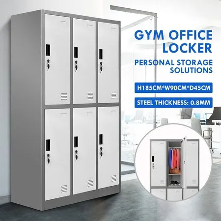 6 Doors Locker Cabinet Steel Storage Cupboard for Office School Gym