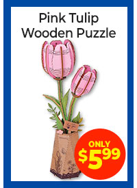 Pink Tulip Wooden Puzzle - Only $5.99