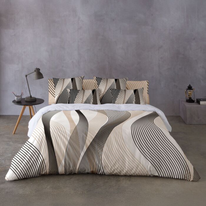 Bettwäsche mit vertikalem Linienmuster , beige