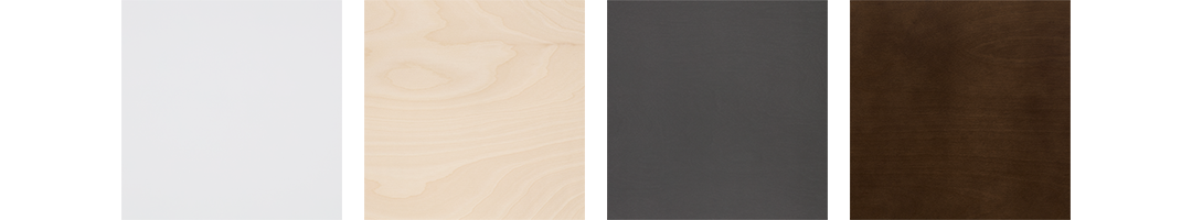White, Birch, Grey, and Stained Birch finishes