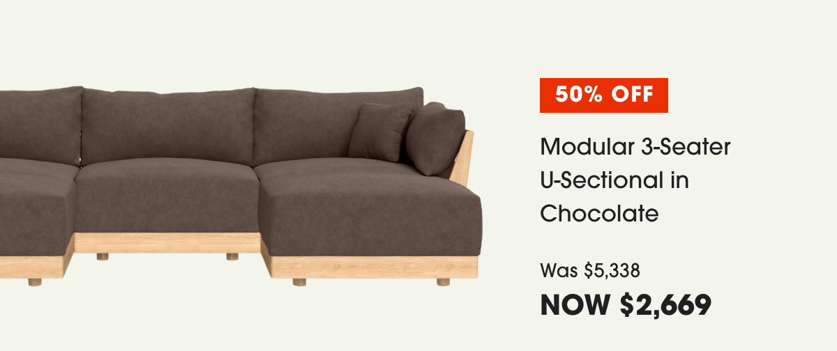 Modular 3-Seater U-Sectional in Chocolate: Now 50% off!
