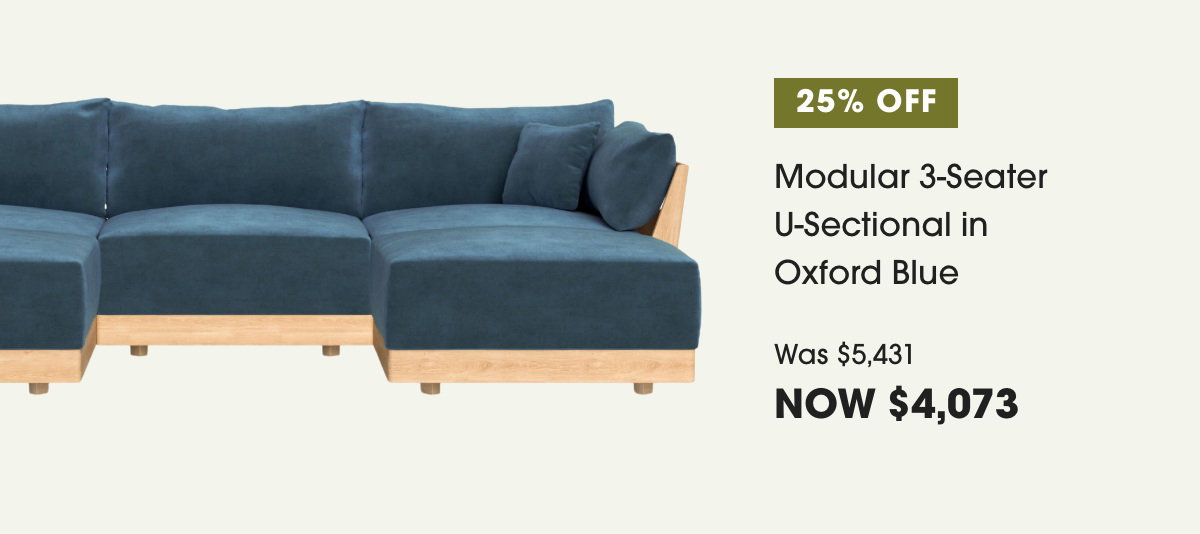 Modular 3-Seater U-Sectional in Oxford Blue: Now 25% off!
