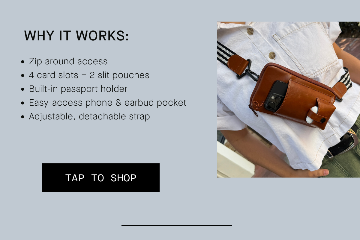 WHY IT WORKS: Zip around access 4 card slots + 2 slit pouches Built-in passport holder Easy-access phone & earbud pocket Adjustable, detachable strap TAP TO SHOP SEE FULL COLLECTION AT TARGET 