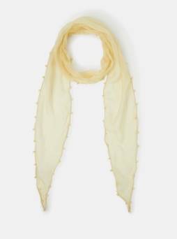 Pearl-Edged Sheer Scarf Natural