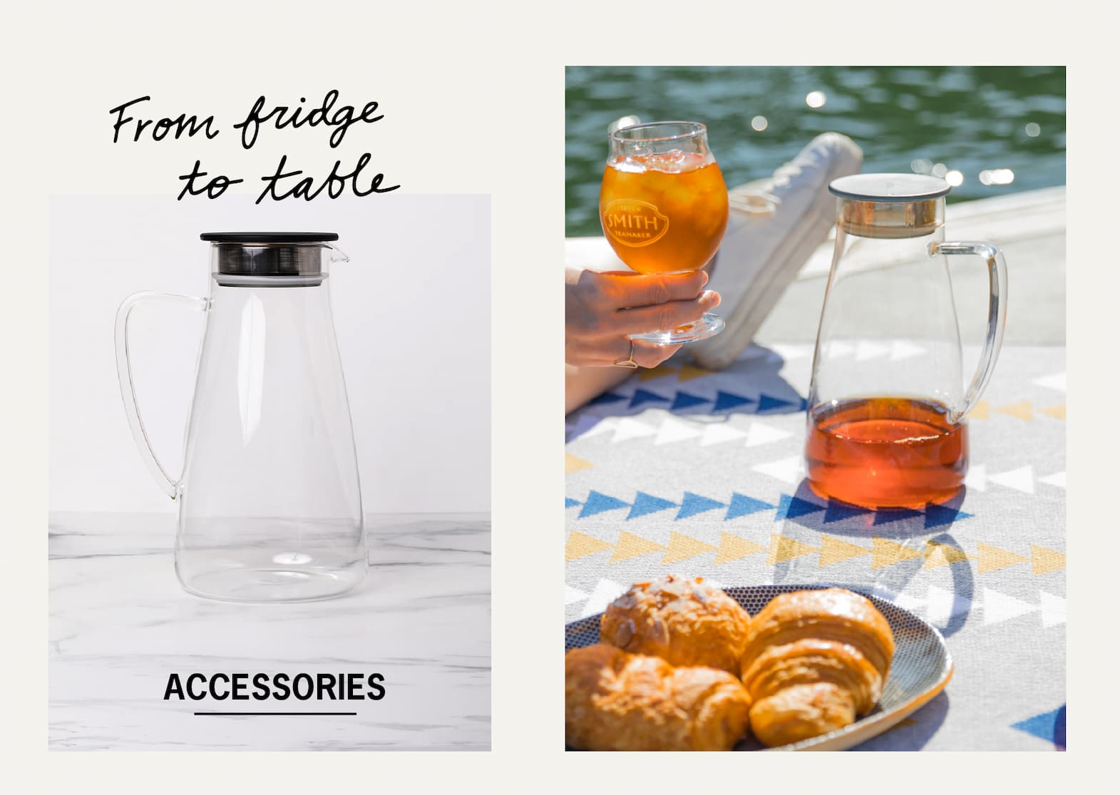 CTA: ACCESSORIES Good iced tea is mostly about the setup. Our glassware and brewing accessories are built for daily use, with easy quart brewing, clean pours and pieces that move from fridge to table without a second thought. 