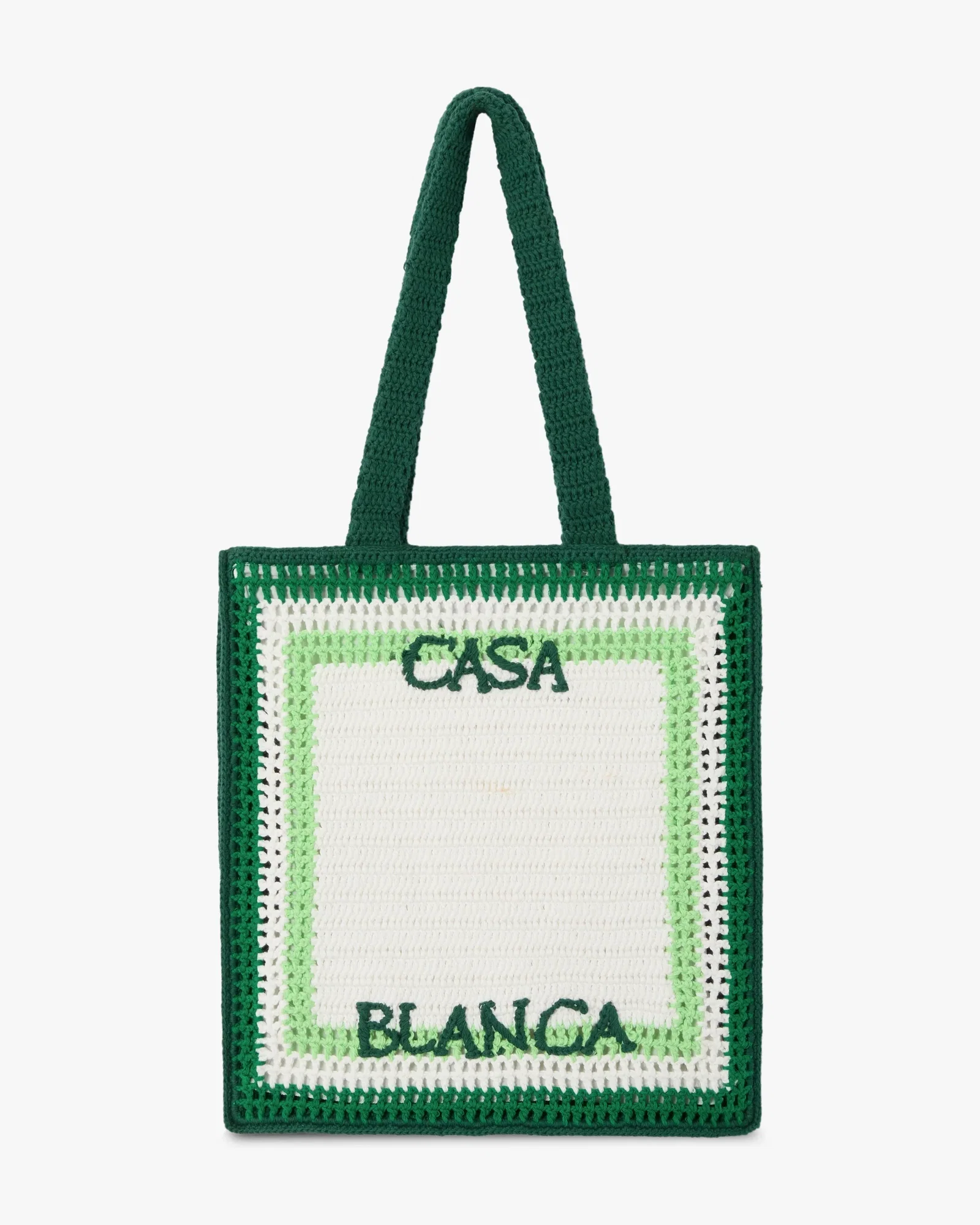 Image of White & Green Crochet Bag