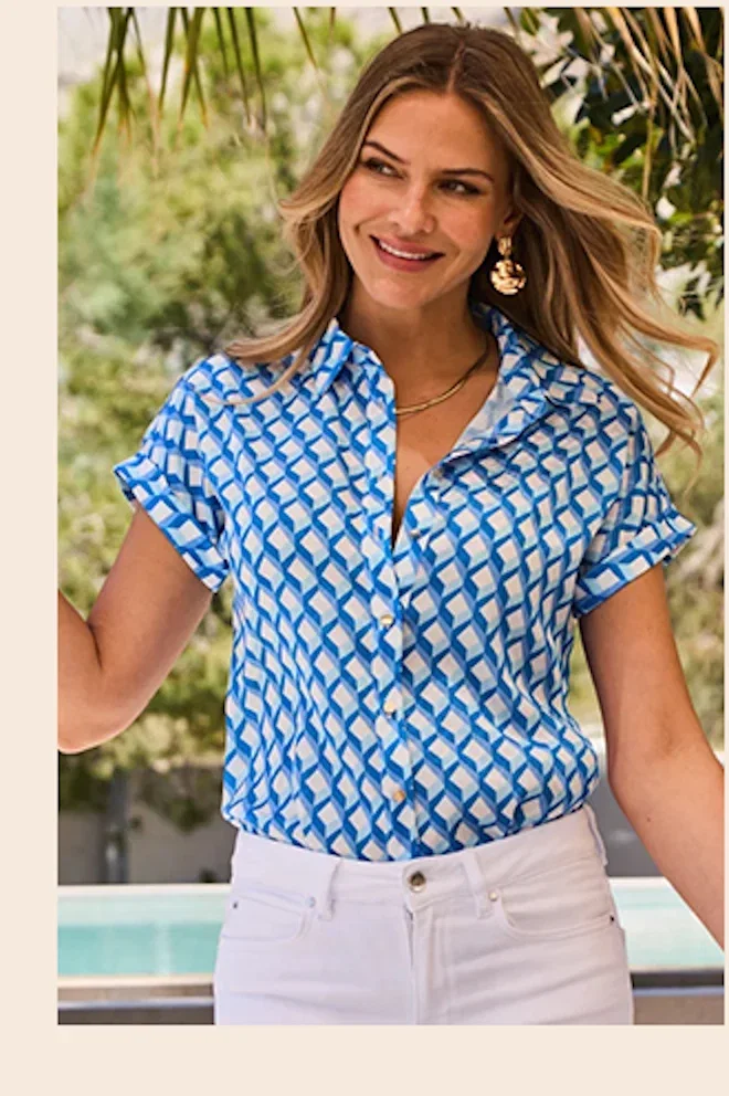 Blue Geometric Print Shirt
