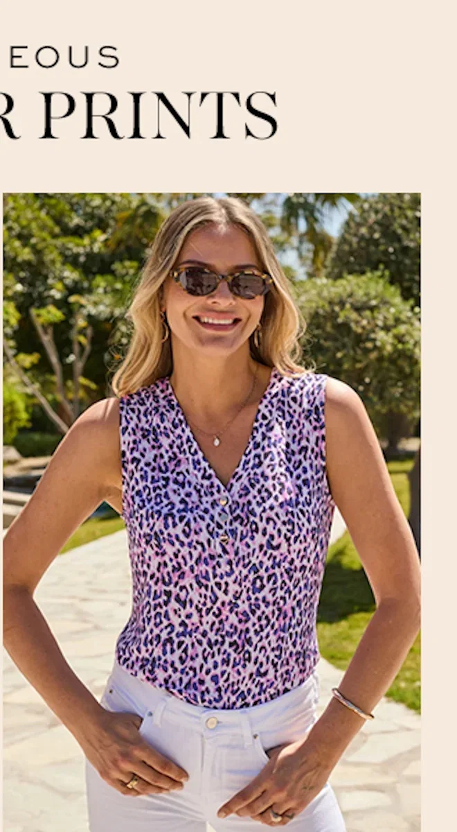 Purple Animal Print Button Sleeveless Top