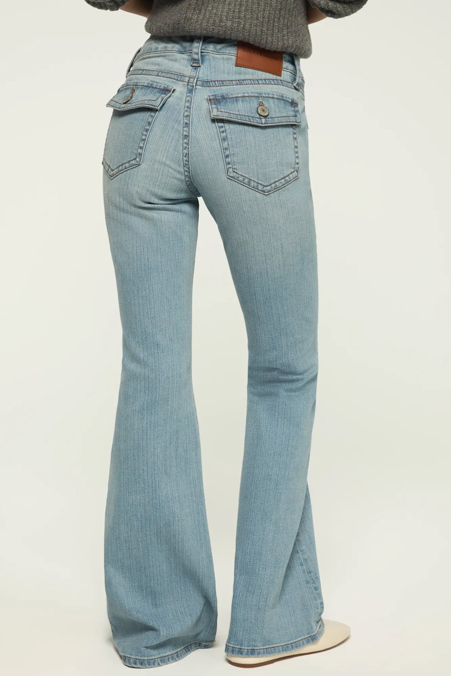 Image of Lucky Brand Low Rise Flare - Women's Pants Denim Flare Flared Jeans in Imagined Indigo Wash