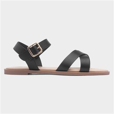 Krush Lottie Women's Black Wide Fit Buckle Sandal