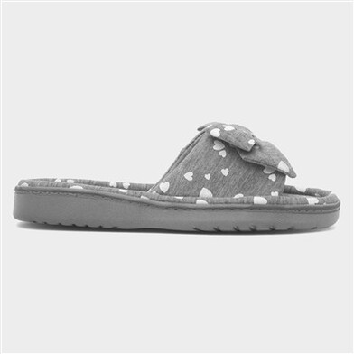 The Slipper Company Grey Womens Bow Mule Slipper