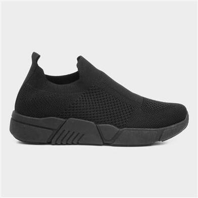 Lilley Womens Black Knitted Slip On Casual Shoe