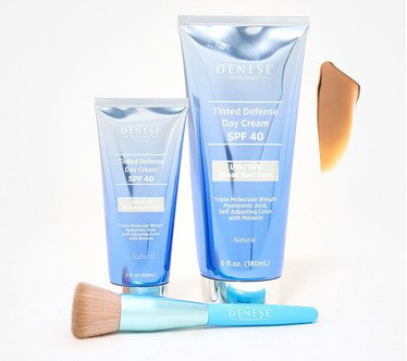Dr.Denese SPF 40 Tinted Defense Day Cream Jumbo 6oz & 2oz w/Brush