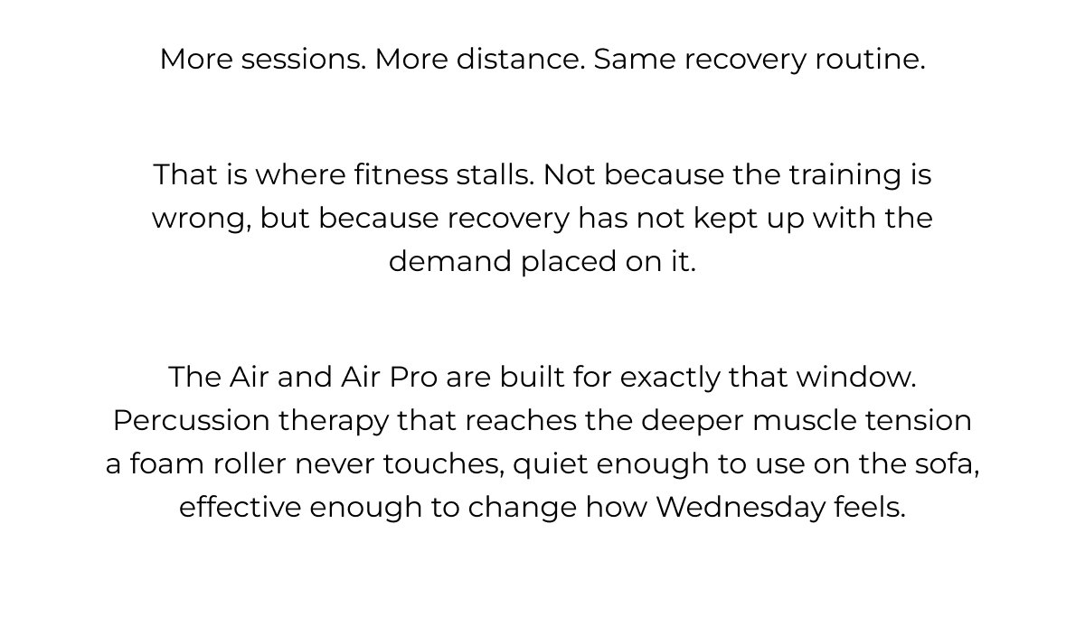 That is where fitness stalls. Not because the training is wrong, but because recovery has not kept up with the demand placed on it.