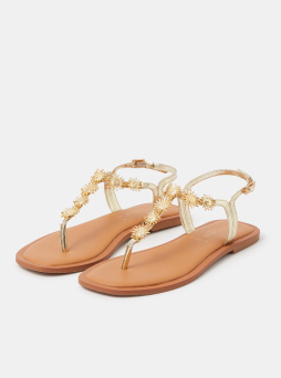 Sun Embellished Sandals Gold