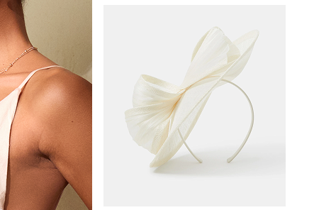 Bow Teardrop Fascinator Ivory