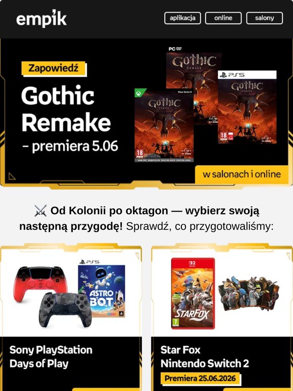 👾 PlayStation do -60%, Gothic Remake, UFC 6 i więcej hitów — czas wejść do gry!