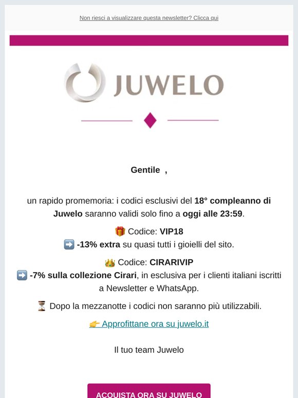 ⏰ Ultime ore: i codici VIP scadono a mezzanotte