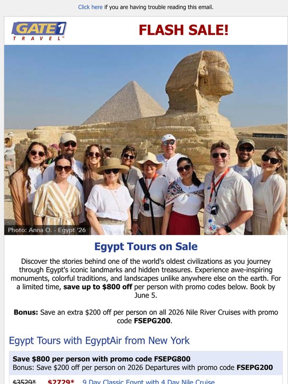Discover Egypt's Ancient Wonders | Save up to $1000 per person for a Limited Time!