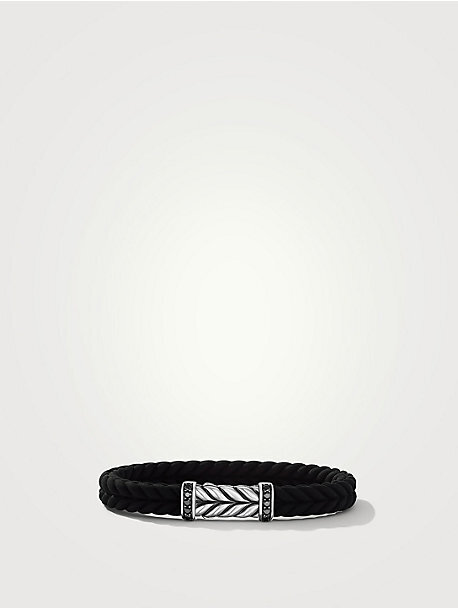 Chevron Black Rubber Bracelet With Pavé Black Diamonds