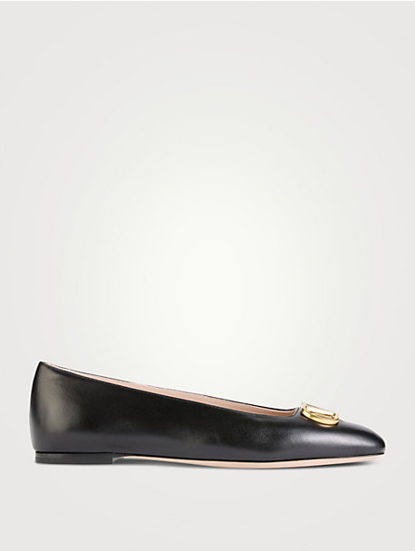 VLogo Leather Ballet Flats