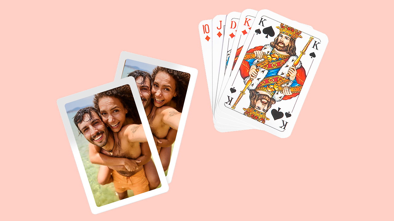 Speelkaarten met vakantiefoto's