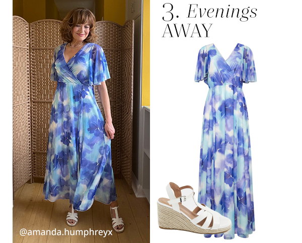 M&Co Blue Floral Print Mesh Maxi Wrap Dress
