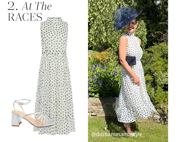 M&Co White Spot Print Tiered Chiffon Midi Dress