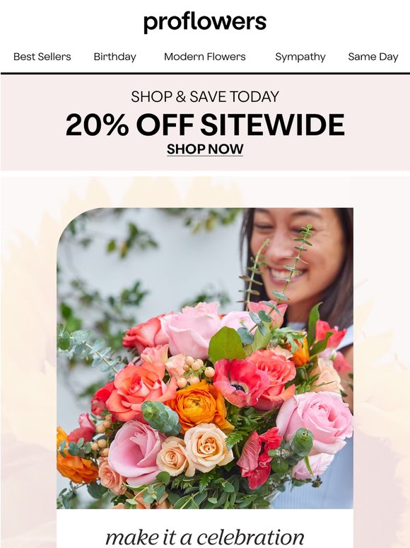 20% Off Our Favorite Flowers! Perfect for Any Occasion