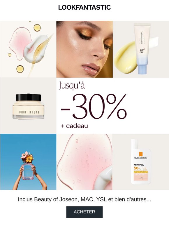 Jusqu'à -30% sur beauté, soins visage et bien plus...