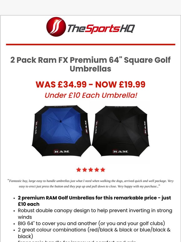 2 Pack Ram FX Square 64" Umbrellas just £19.99