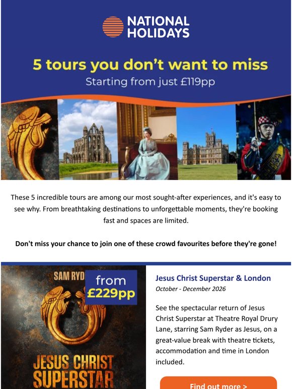 5 unforgettable breaks from £119pp