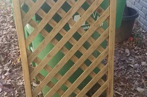 A woman salvages 2 broken lattice panels for an easy living room idea