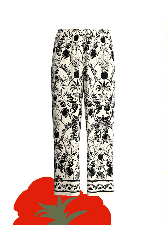 7/8 pyjama trousers with summer print in the colour Charm Cream from the Favourites Layering series by CALIDA.