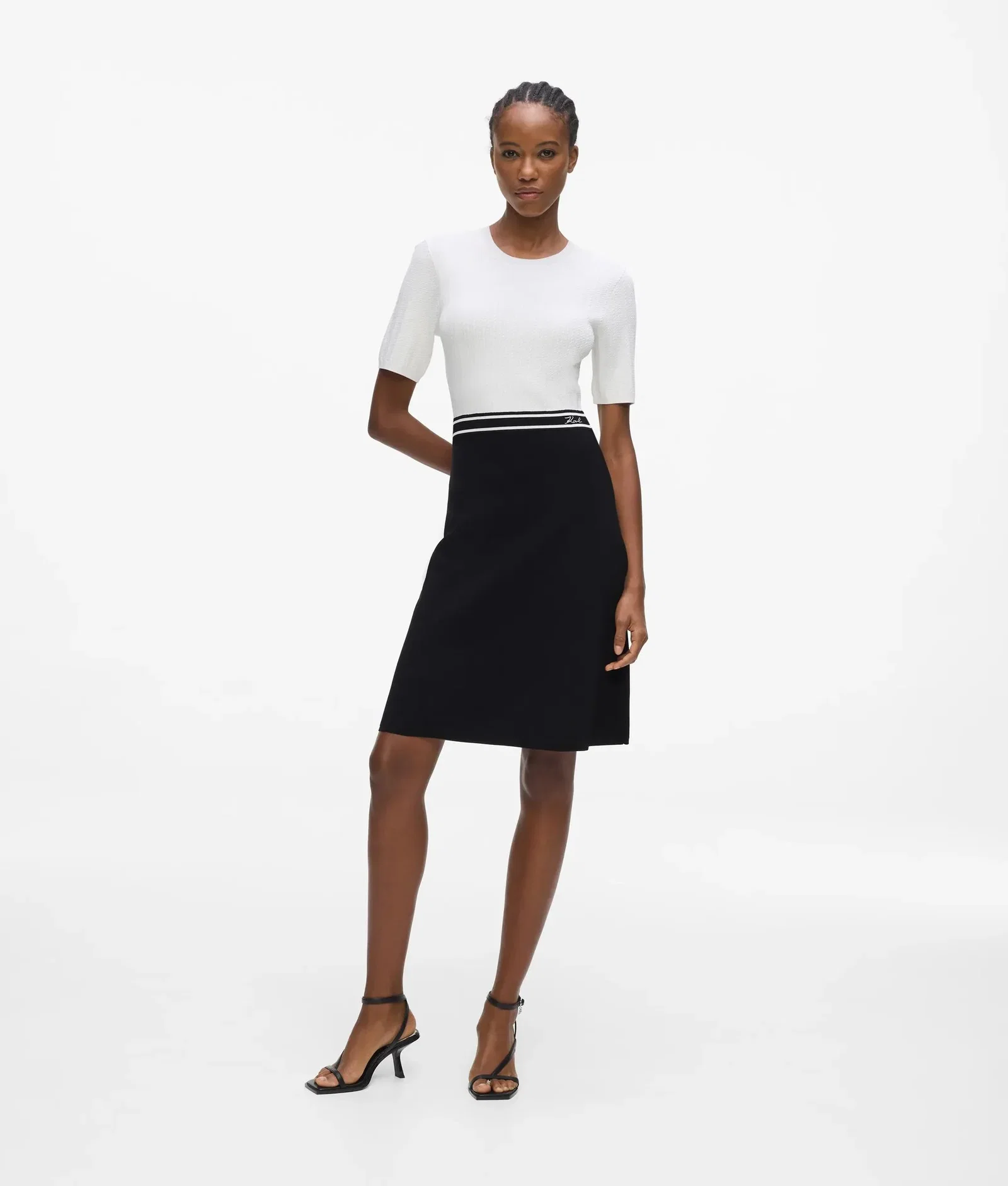 Image of Logo two-tone knit dress