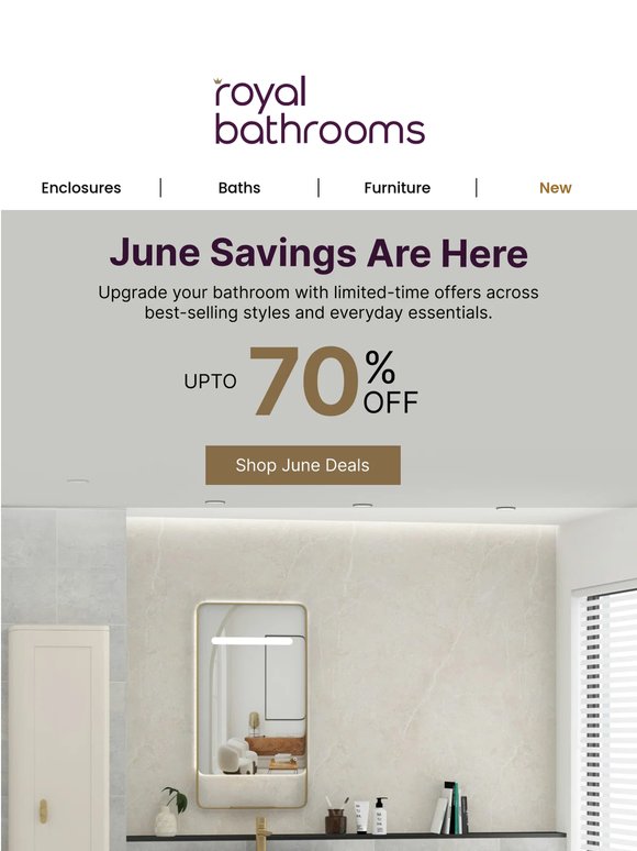 June Bathroom Deals — Up to 70% Off