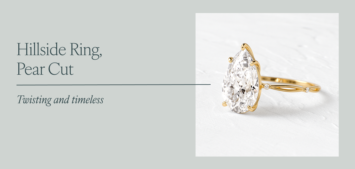 Hillside Ring, Pear Cut: Twisting and timeless