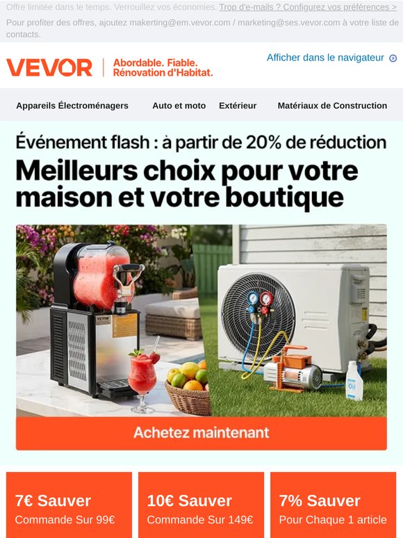 Nouvelles offres quotidiennes : à partir de 20% de réduction